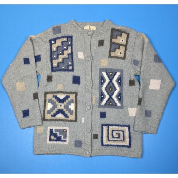 Spirit Of The Andes Womens Funky 100% Alpaca Button Sweater Cardigan Grey Medium - Picture 1 of 4
